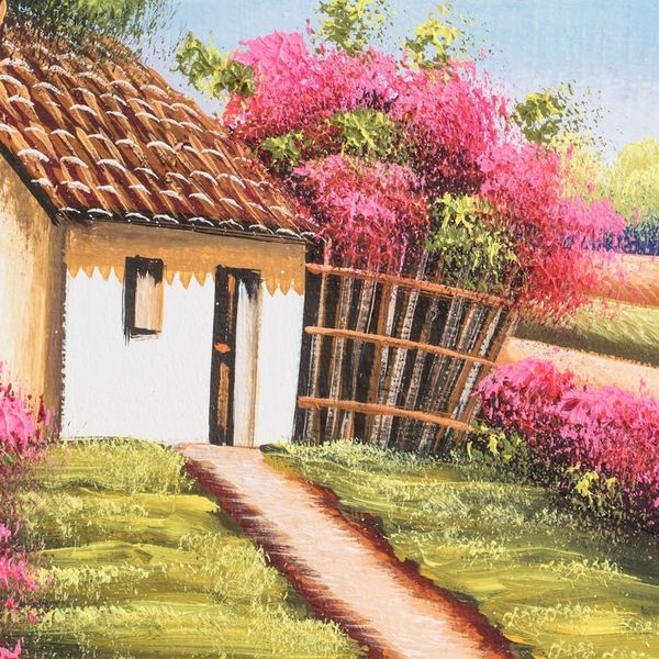 Alternate image for Stretched Oil Impressionist Painting of House and Trees Magical Landscape