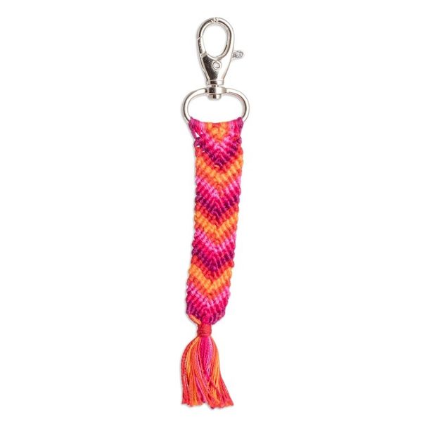 Alternate image for Macrame Chevron Keychain Bag Charm in Orange and Pink Hues Forest Fruits
