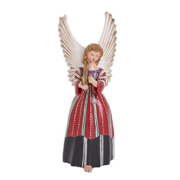Alternate image for Folk Angel Ceramic Sculpture Hand-Painted in Guatemala Petite Solola
