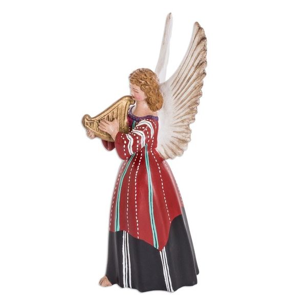Alternate image for Folk Angel Ceramic Sculpture Hand-Painted in Guatemala Petite Solola