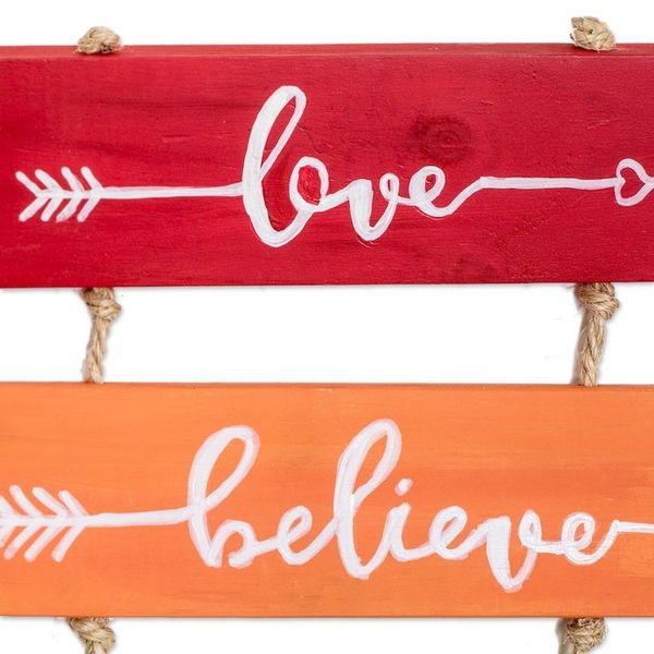 Alternate image for Hand-Painted Inspirational Wood Wall Art with Jute Cords Happy Thoughts