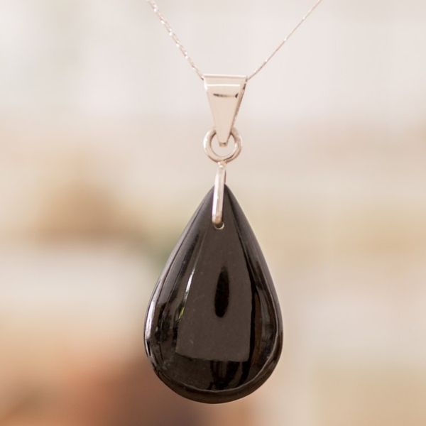 Alternate image for 925 Silver Black Lilac Jade Double-Sided Pendant Necklace Duo-Tone Shadow