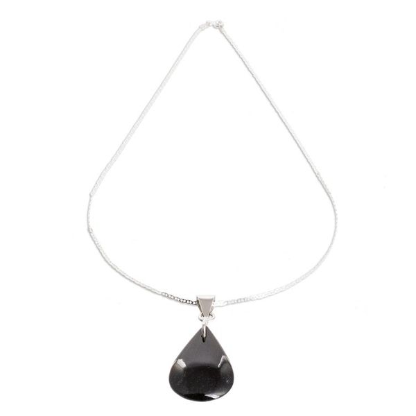 Alternate image for 925 Silver Black Lilac Jade Double-Sided Pendant Necklace Duo-Tone Shadow