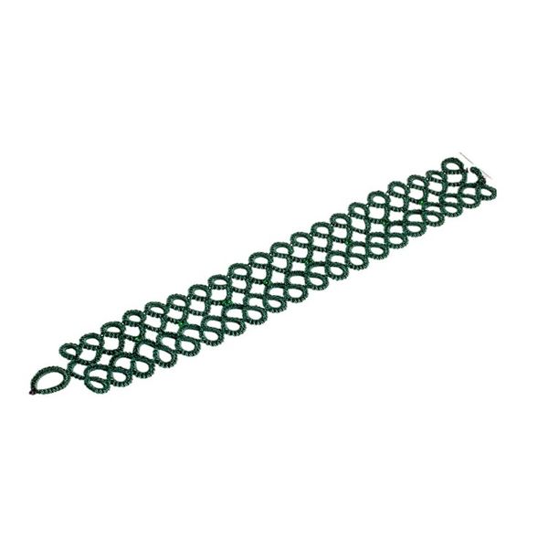 Alternate image for Handwoven Green Wristband Bracelet with Glass Beads Gleams of Harmony