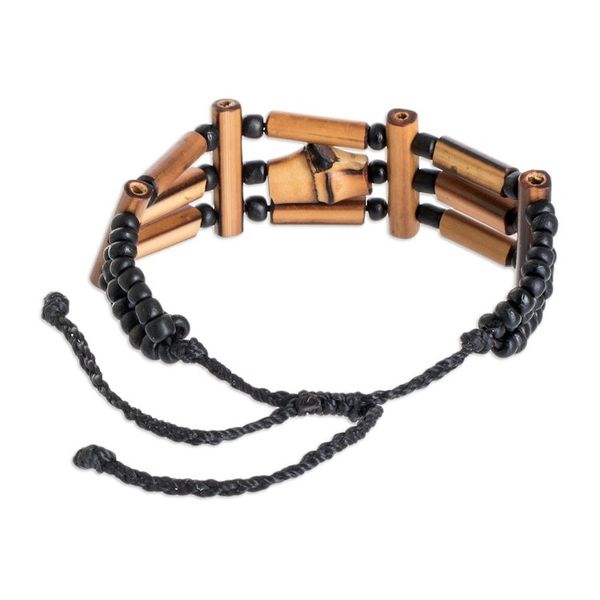 Alternate image for Hand-Crafted Unisex Bamboo Beaded Wristband Bracelet Natural Vibes