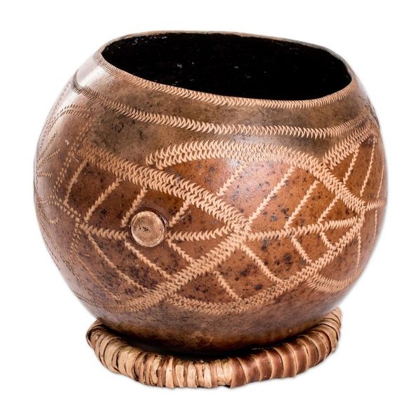 Alternate image for Hand-Carved Sunflower-Themed Dried Gourd Decorative Accent Sunflower Essence