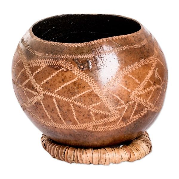 Alternate image for Hand-Carved Sunflower-Themed Dried Gourd Decorative Accent Sunflower Essence