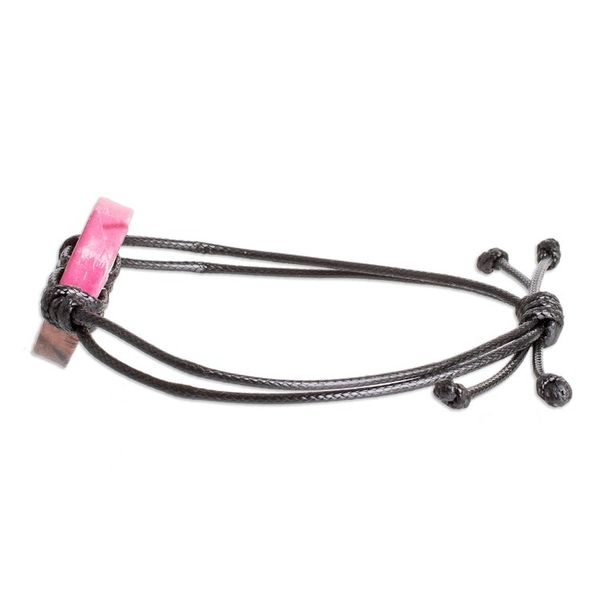 Alternate image for Recycled Paper Pendant Bracelet with Adjustable Black Cord Black Constellation