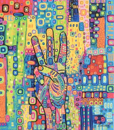 Main image for Multicolored Modern Stretched Sublimation Print of A Hand Hand
