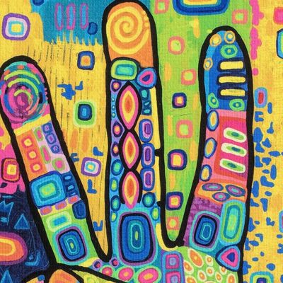 Alternate image for Multicolored Modern Stretched Sublimation Print of A Hand Hand