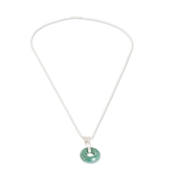 Alternate image for Modern Round Natural Bright Green Jade Pendant Necklace Paths of Vitality