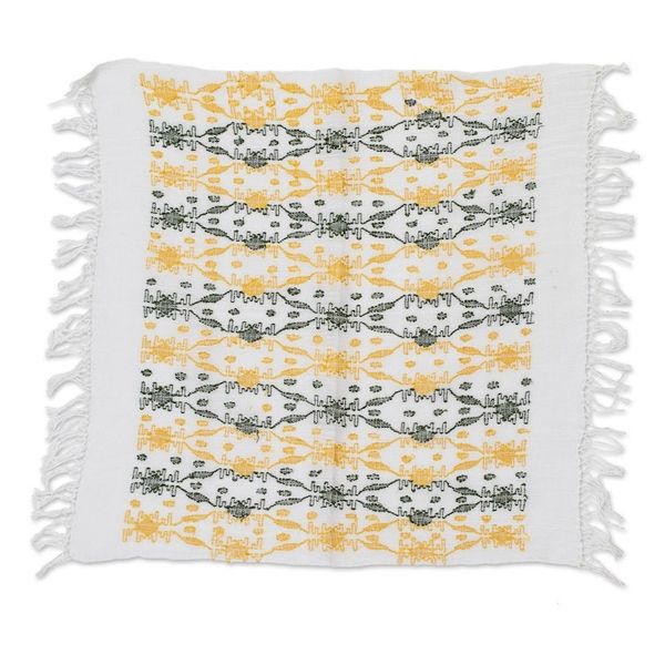 Alternate image for Leafy Handwoven Green and Yellow Cotton Placemat Sun Over the Forest
