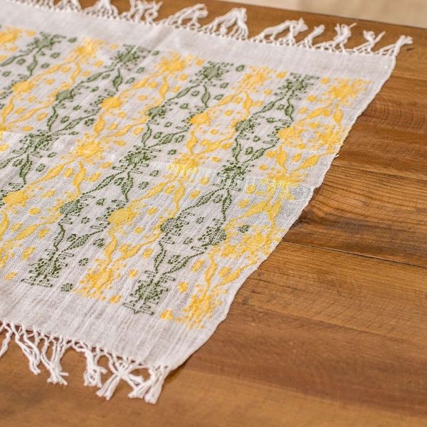 Alternate image for Leafy Handwoven Green and Yellow Cotton Placemat Sun Over the Forest