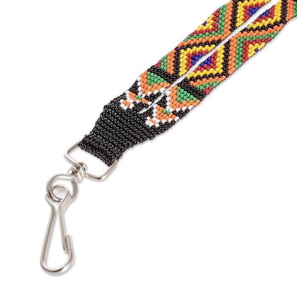 Alternate image for Handcrafted Geometric Colorful Glass Beaded Keychain Key to Culture