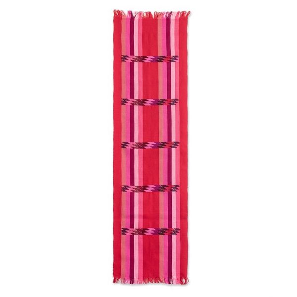 Alternate image for Woven Colorful Cotton Table Runner in a Poppy Base Hue Poppy Rainbow