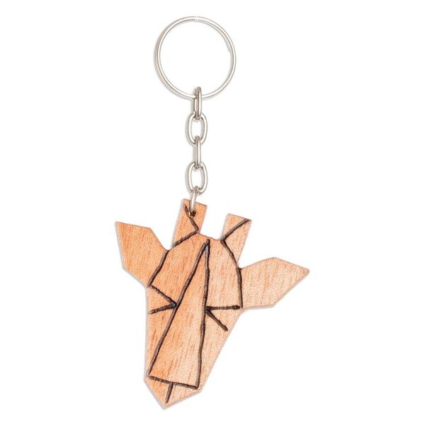 Alternate image for Handcrafted Minimalist Modern Cedarwood Giraffe Keychain Minimalist Giraffe