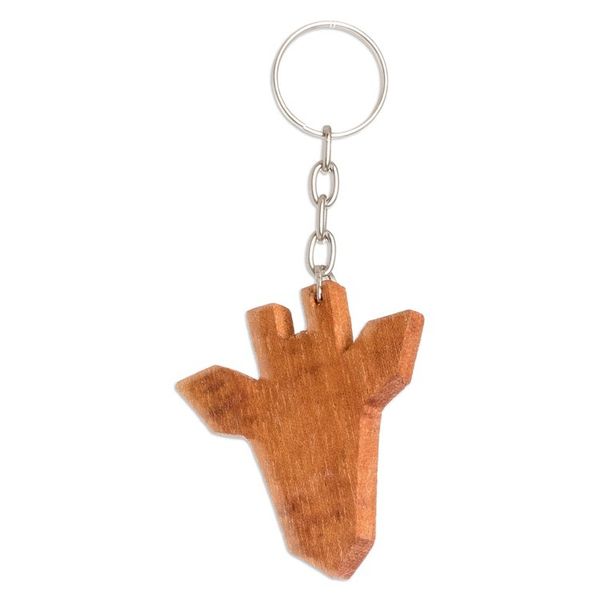 Alternate image for Handcrafted Minimalist Modern Cedarwood Giraffe Keychain Minimalist Giraffe