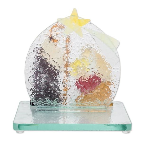 Alternate image for Hand-Painted Blue and Green Float Glass Nativity Scene Blessed Family