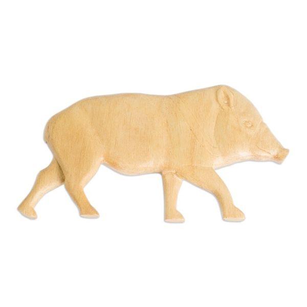 Alternate image for Teak Wood Pig Kitchen Magnet Carved by Hand in Costa Rica Pig