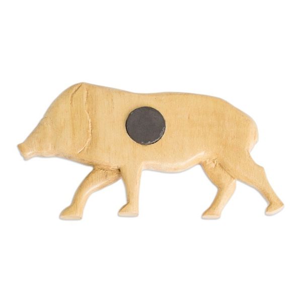 Alternate image for Teak Wood Pig Kitchen Magnet Carved by Hand in Costa Rica Pig