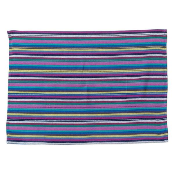 Alternate image for Handloomed Cotton Striped Napkin in Blue and Purple Hues Delicious Waters