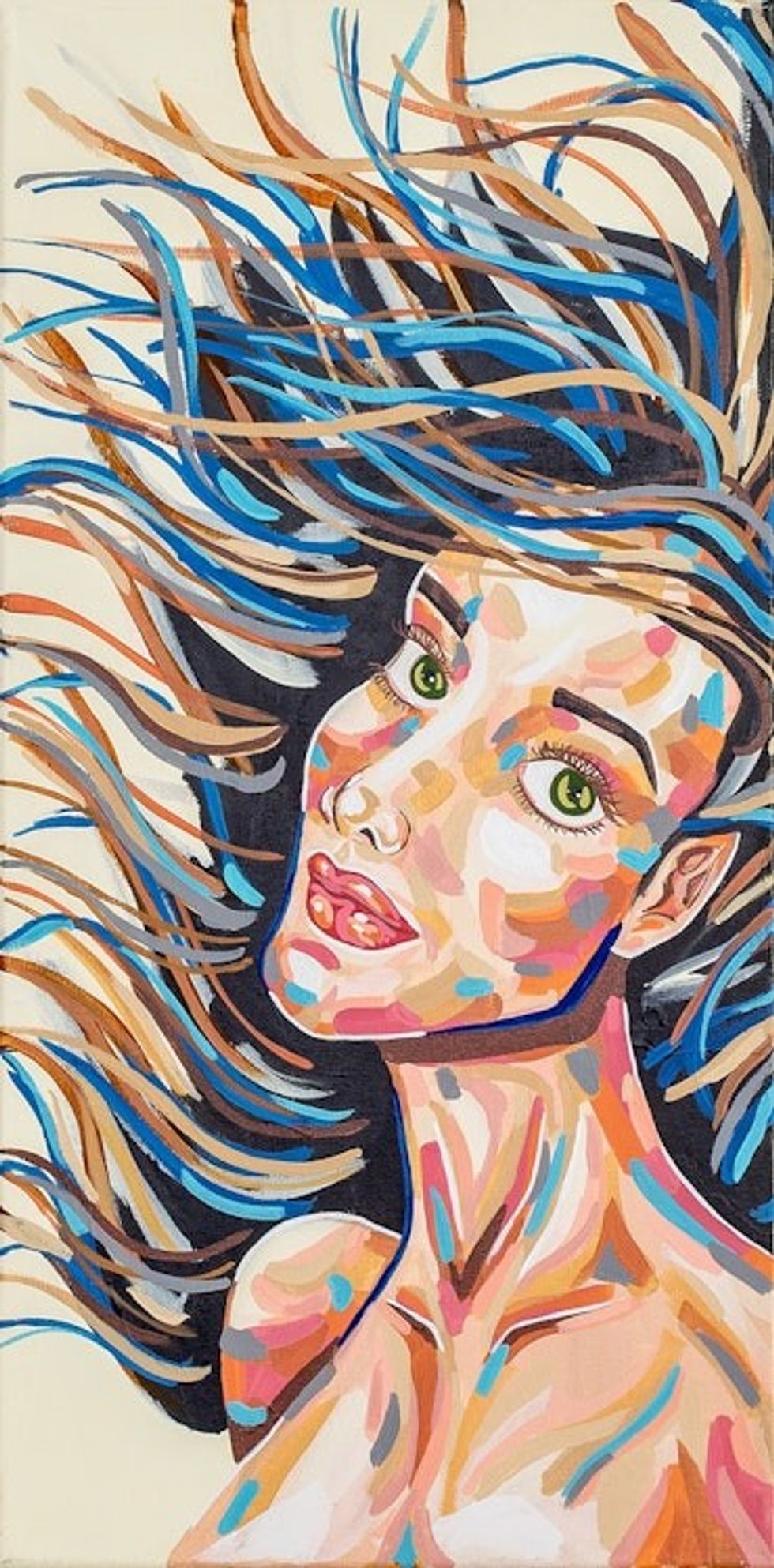 Signed Stretched Expressionist Colorful Acrylic Painting 'Rediscovery'