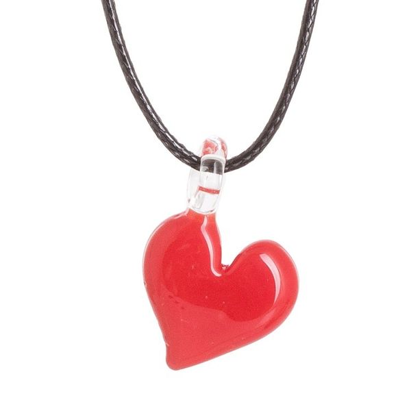 Alternate image for Adjustable Art Glass Necklace with Red Heart Pendant Vibrant Passion