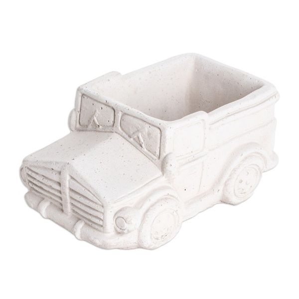 Alternate image for Handcrafted Whimsical Classic Truck Cement Flower Pot Evergreen Truck