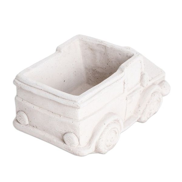 Alternate image for Handcrafted Whimsical Classic Truck Cement Flower Pot Evergreen Truck