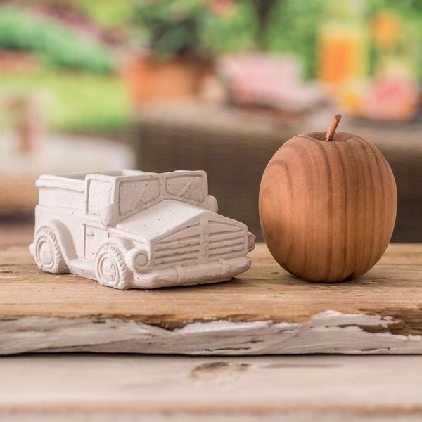 Alternate image for Handcrafted Whimsical Classic Truck Cement Flower Pot Evergreen Truck
