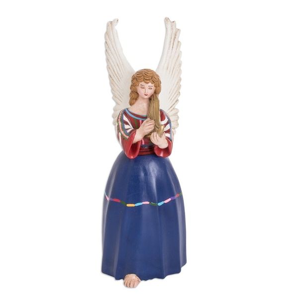 Alternate image for Guatemalan Hand-Painted Ceramic Sculpture of Angel Santo Domingo Xenacoj