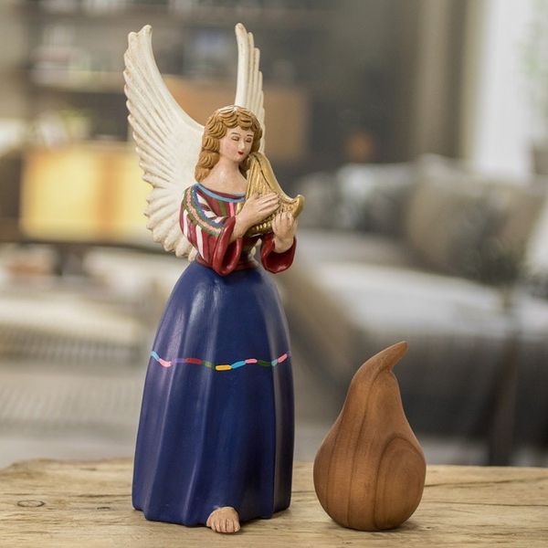 Alternate image for Guatemalan Hand-Painted Ceramic Sculpture of Angel Santo Domingo Xenacoj
