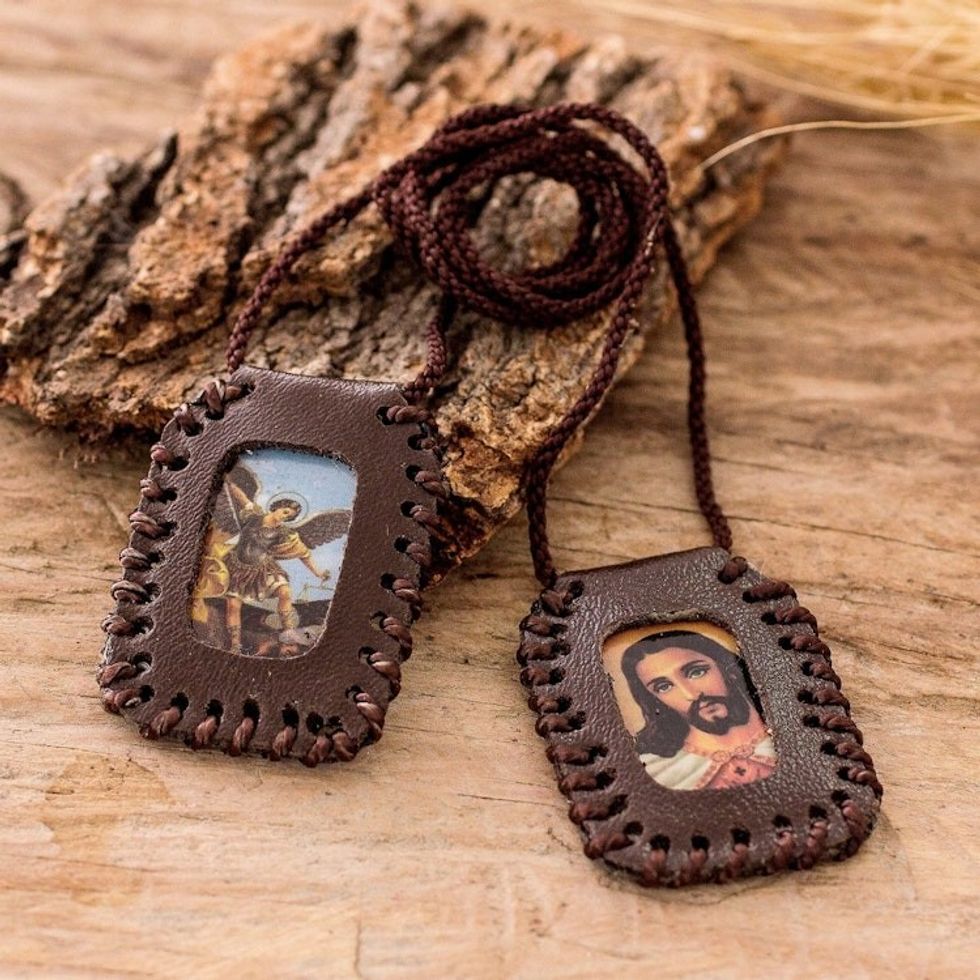 Handcrafted Inspirational Religious Double Pendant Necklace 'Path of Faith'