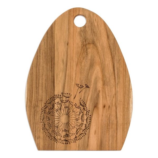 Alternate image for Semi-Oval Laurel Wood Cutting Board with Dandelion Engraving Dandelions Treats