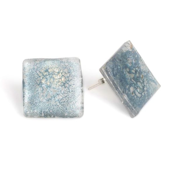 Alternate image for Eco-Friendly Geometric Silver Recycled CD Button Earrings Bubble Vision in Silver