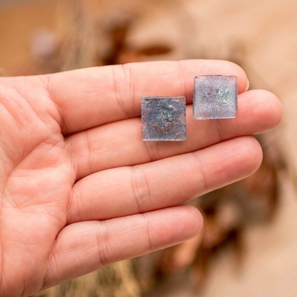 Alternate image for Eco-Friendly Geometric Silver Recycled CD Button Earrings Bubble Vision in Silver