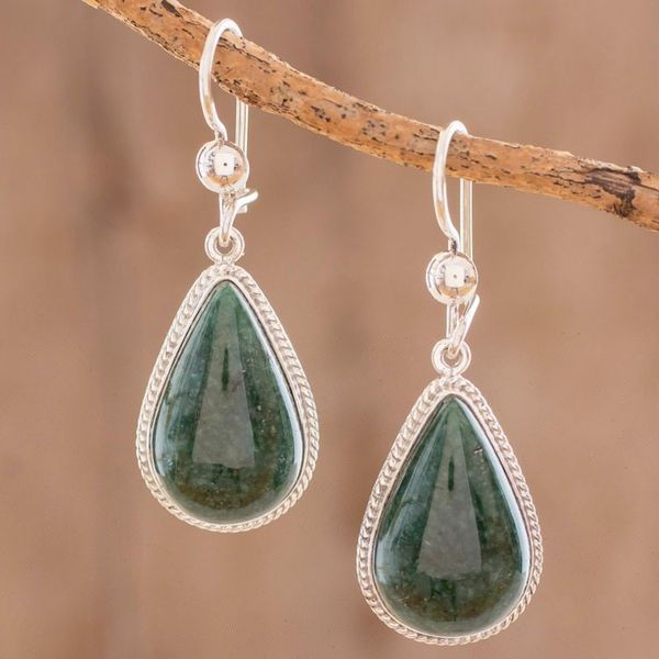 Alternate image for Jade Earrings and Necklace Sterling Silver Jewelry Set Sacred Quetzal