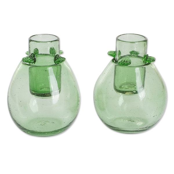 Alternate image for Blown Recycled Glass Green Shot Glasses with Ice Receptacle Perfect Shot in Green