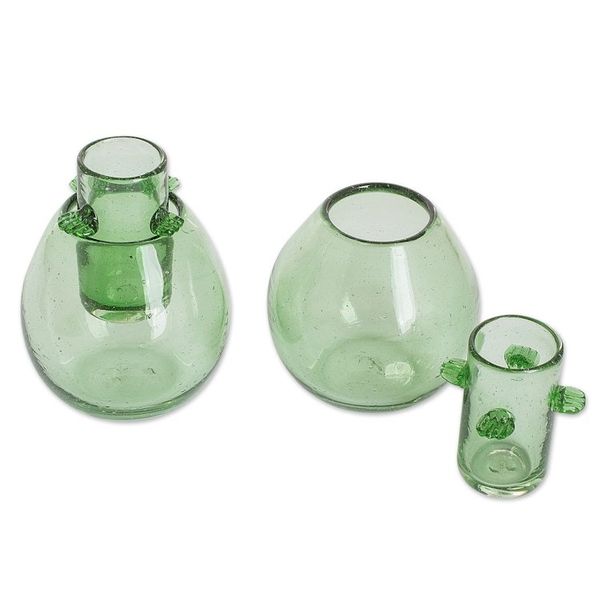 Alternate image for Blown Recycled Glass Green Shot Glasses with Ice Receptacle Perfect Shot in Green