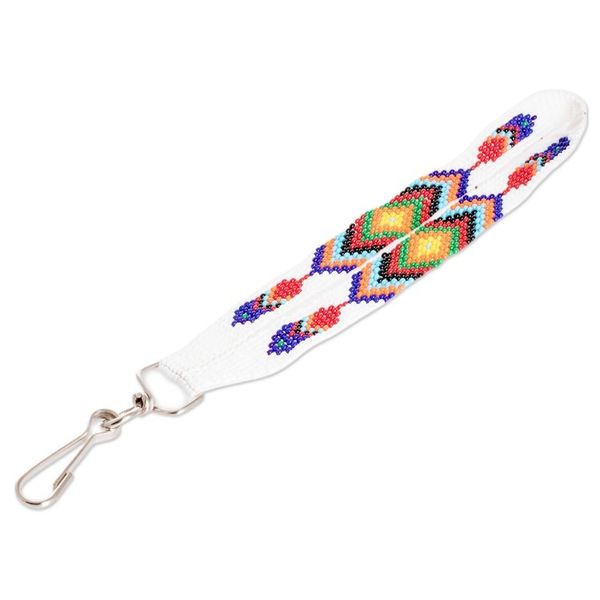 Alternate image for Handcrafted Geometric Glass Beaded Keychain in White Key to Elegance