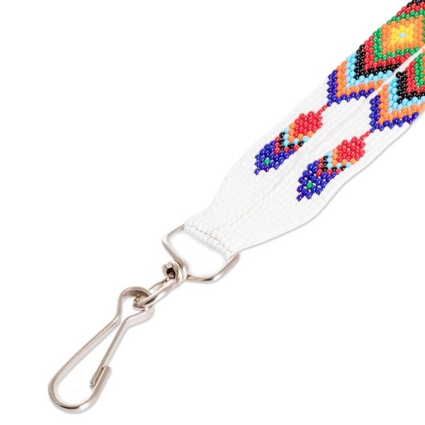 Alternate image for Handcrafted Geometric Glass Beaded Keychain in White Key to Elegance