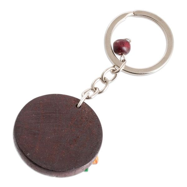 Alternate image for Handmade Painted Pinewood and Cold Porcelain Iguana Keychain The Little Iguana