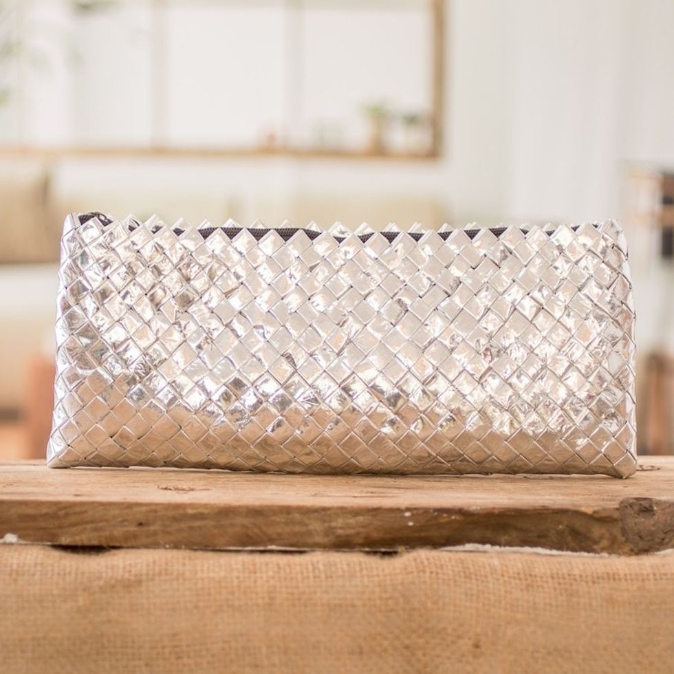 Eco-Friendly Recycled Metalized Wrapper Cosmetic Bag 'Shining Conviction'