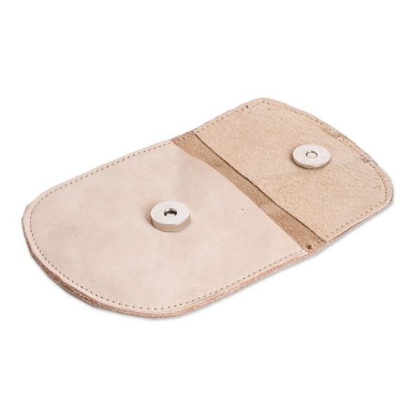 Alternate image for Handcrafted Printed Mandala Leather Coin Purse in Beige Mandala Paradise