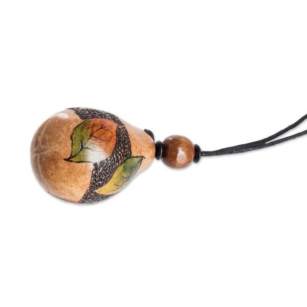 Alternate image for Leaf-Themed Handcrafted Calabash Gourd Pendant Necklace Leafy Scenes