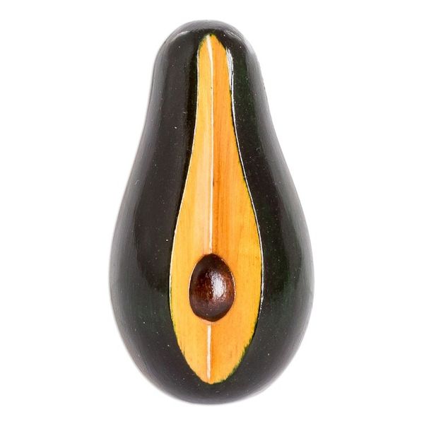Alternate image for Hand-Painted Hand-Carved Cypress Wood Avocado Magnet Natures Avocado