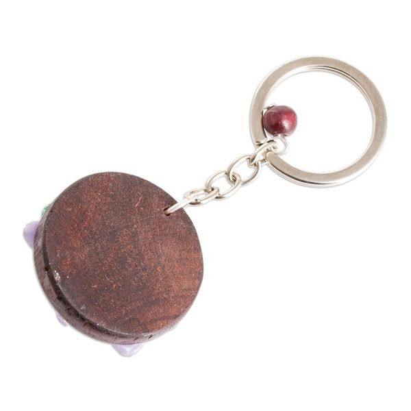 Alternate image for Handmade Painted Pinewood and Cold Porcelain Guaria Keychain The Little Guaria