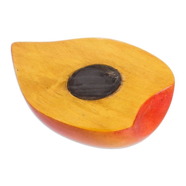 Alternate image for Cypress Wood Peach Magnet Hand-Carved Painted in Guatemala Guatemalan Peach