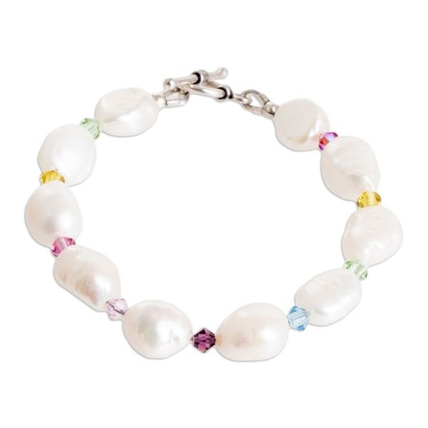 Alternate image for Cultured Pearl Crystal Beaded Bracelet with Silver Clasp Colors on White