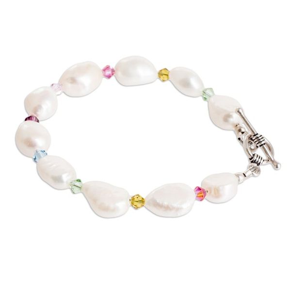 Alternate image for Cultured Pearl Crystal Beaded Bracelet with Silver Clasp Colors on White